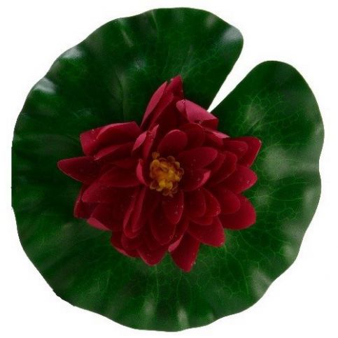 Umělý lotosový květ v listu červená, pr. 20 cm - 4home.cz