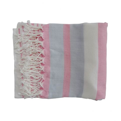 Růžovo-šedá ručně tkaná osuška z prémiové bavlny Homemania Rio Hammam, 100 x 180 cm - Bonami.cz