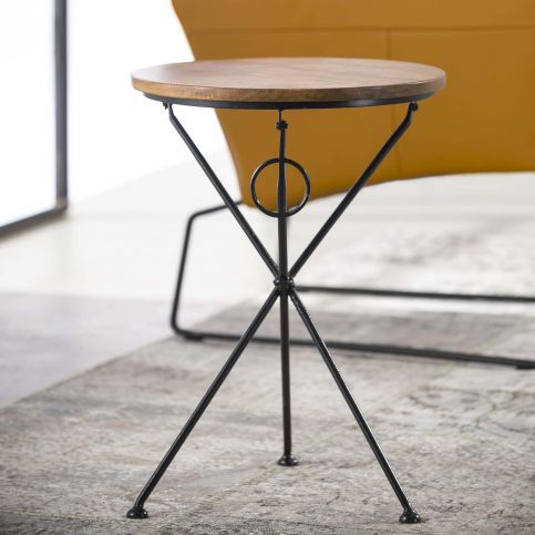 Skládací stolek z akáciového dřeva s ocelovými nožkami - Nábytek aldo - NE