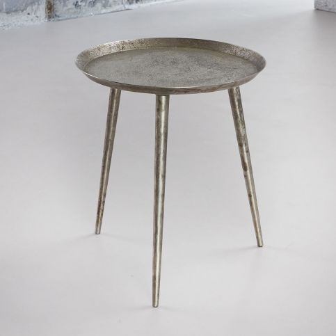 Vyšší odkládací stolek stříbrný vintage - Nábytek aldo - NE