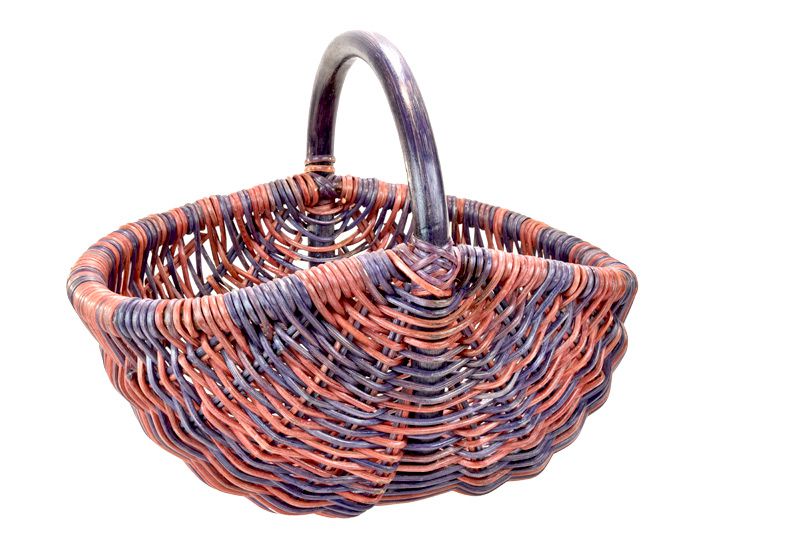 Vingo Ratanový nákupní košík v červeno fialových odstínech - Vingo
