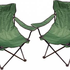 Divero Kempingová sada - 2x skládací židle s držákem - zelená