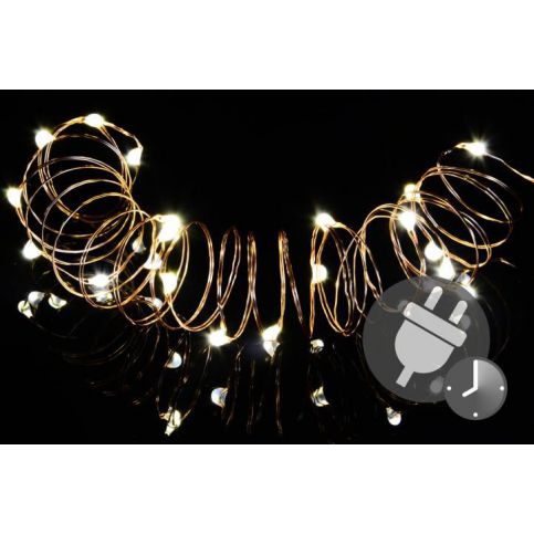 Nexos Vánoční světelný řetěz - MINI 100 LED s časovačem - teple bílá - Kokiskashop.cz