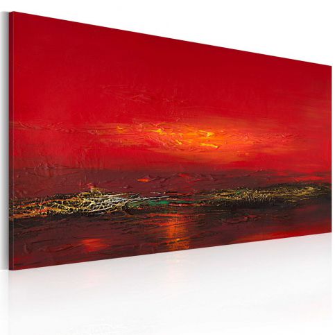 Ručně malovaný obraz - Červený západ slunce nad mořem 120x60 cm - GLIX DECO s.r.o.