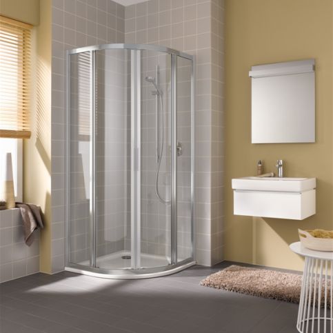 KERMI Čtvrtkruhový sprchový kout s posuvnými dveřmi CADA XS, bílá, šíře 80 cm - KERAMIKA SOUKUP a.s.
