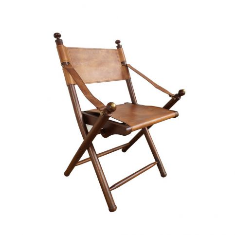Skládací kožená židle s konstrukcí z teakového dřeva Orchidea Milano Safari - Bonami.cz