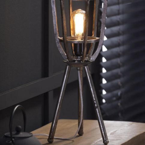 Stolní lampa kovová na trojnohém stativu nikl s patinou Ø 21 Zijlstra - Nábytek aldo - NE