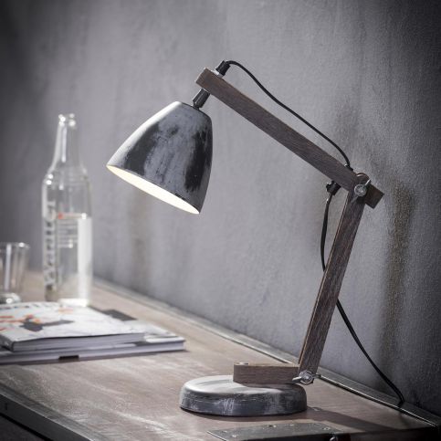 Stolní lampa železná s dřevěným stojánkem - Nábytek aldo - NE