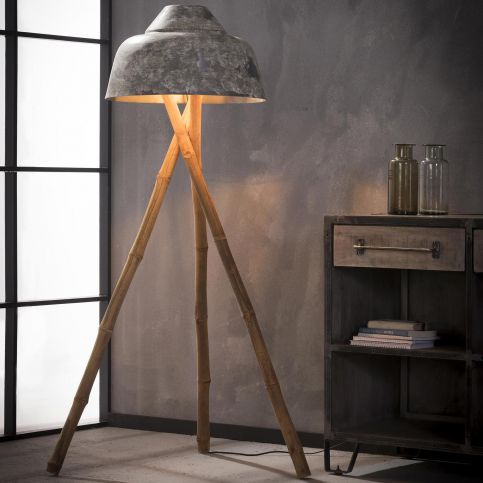 Stojací lampa s bambusovým třínohým stojanem - Nábytek aldo - NE