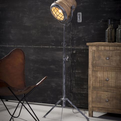 Stojací lampa XL železo a dřevo - Nábytek aldo - NE