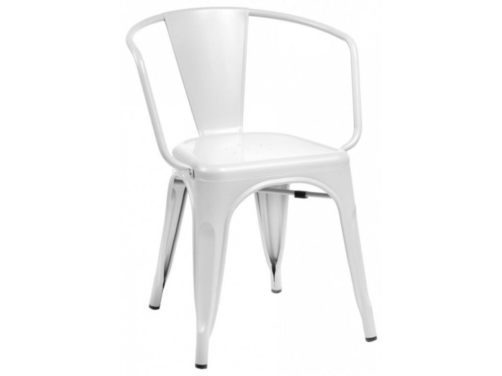 Jídelní židle Paris Arms inspirovaná Tolix bílá  - 96design.cz