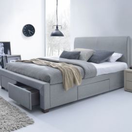 HALMAR Čalouněná postel Modena 160x200 dvoulůžko - šedé