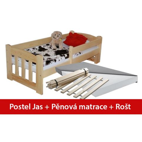 POSTEL JAS 70 x 160 + PĚNOVÁ MATRACE + ROŠT - maxi-postele.cz