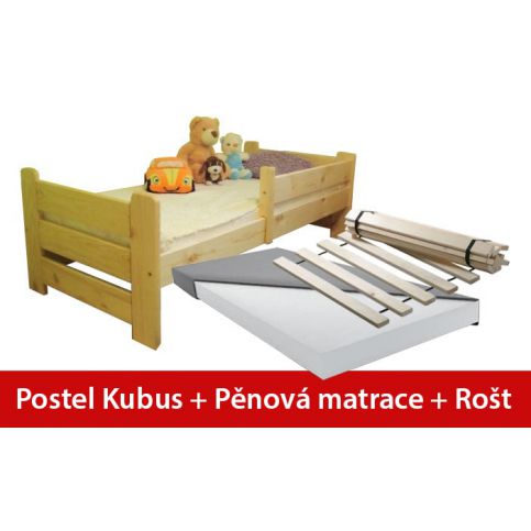 POSTEL KUBUS 70 x 160 + PĚNOVÁ MATRACE + ROŠT - maxi-postele.cz