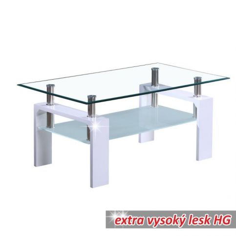 Konferenční stolek, bílá extra vysoký lesk HG, LIBOR NEW - maxi-postele.cz