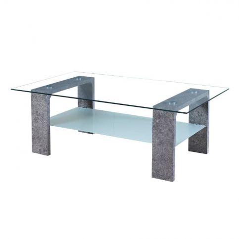 Konferenční stolek, MDF / sklo / matné sklo, beton, BELTON - maxi-postele.cz