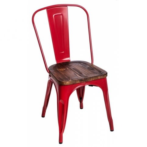 Jídelní židle Tolix 45, červená/ořech 72741 CULTY - Beliani.cz