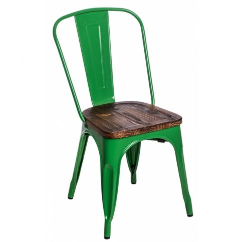 Jídelní židle Tolix 45, tmavě zelená/ořech 72720 CULTY - Beliani.cz