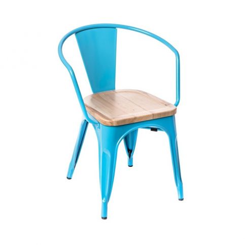 Jídelní židle Tolix 45 s područkami, modrá/borovice 72750 CULTY - Beliani.cz