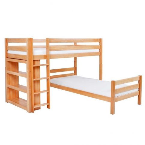 Dětská patrová postel z masivního bukového dřeva Mobi furniture Emil, 200 x 90 cm - Bonami.cz