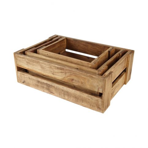 Sada 3 úložných boxů z akáciového dřeva T&G Woodware Rustic - Bonami.cz