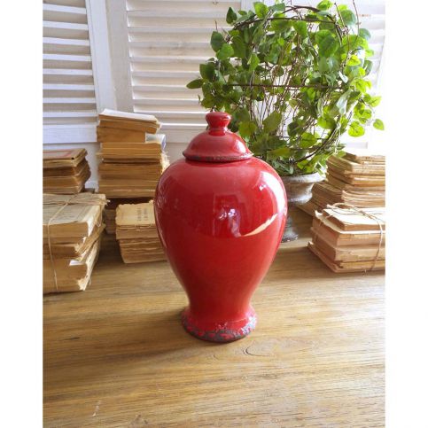 Červená keramická nádoba s víkem Orchidea Milano, výška 30 cm - Bonami.cz
