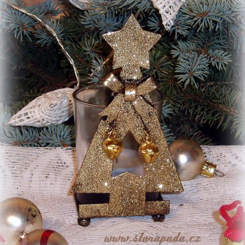 Vánoční svícen se sklem Hvězda (dekorace) - Stará půda