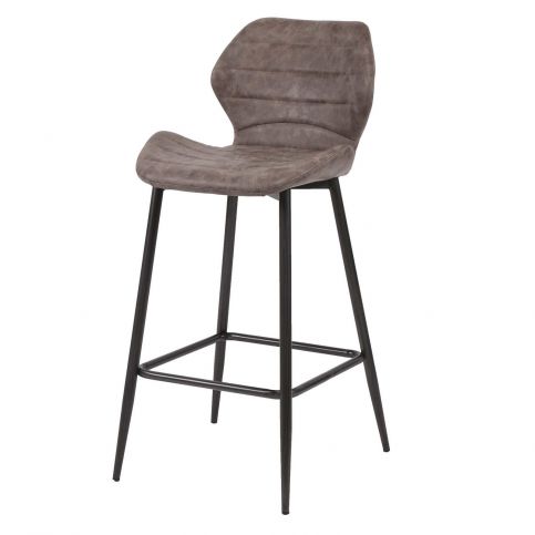 Barová židle s ocelovou konstrukcí tmavě hnědá - Nábytek aldo - NE
