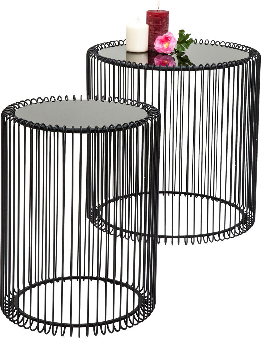 Kare Design Set dvou černých kovových odkládacích stolků Wire 44/32,5 cm - KARE