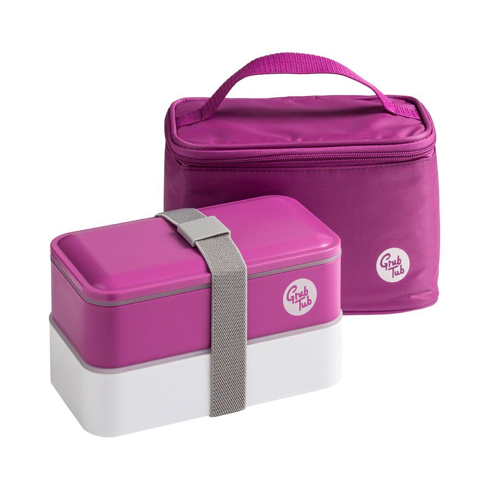 Set tmavě růžového svačinového boxu a tašky Premier Housewares Grub Tub, 21 x 13 cm - Bonami.cz