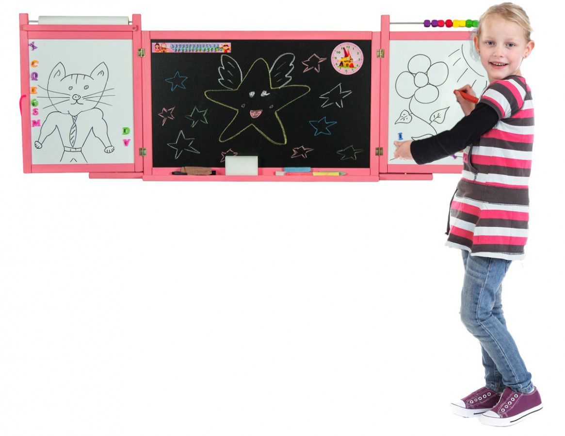 Forclaire Dětská magnetická/křídová tabule na stěnu - růžová - ATAN Nábytek