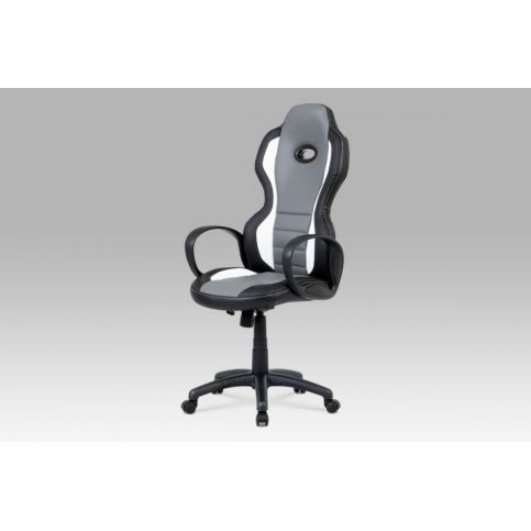 Kancelářská židle, koženka černá + šedá KA-E910 GREY Autronic - DEKORHOME.CZ