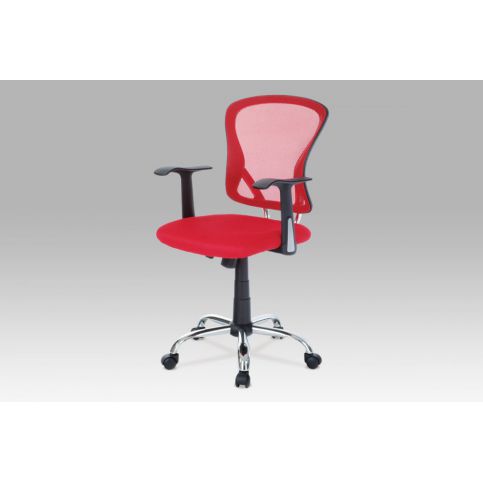 Kancelářská židle, mesh červená, chromový kříž, houpací mechanismus KA-N806 RED Autronic - DEKORHOME.CZ