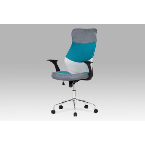 Kancelářská židle, látka - mix barev / chrom, houpací mechanismus KA-N849 BLUE Autronic - DEKORHOME.CZ