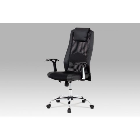 Kancelářská židle, houpací mech., černá koženka + MESH, kovový kříž KA-Y171 BK Autronic - DEKORHOME.CZ
