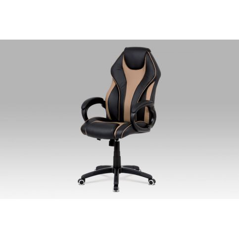 Kancelářská židle, koženka černá + cappuccino, houpací mechanismus - DEKORHOME.CZ