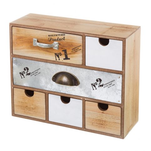 Dřevěná skříňka s 6 šuplíky Unimasa, 34 x 27,5 cm - Bonami.cz