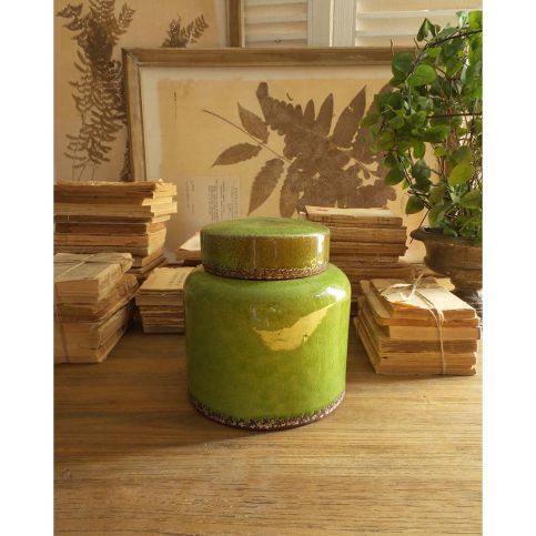 Zelená keramická nádoba s víkem Orchidea Milano, výška 21 cm - Bonami.cz