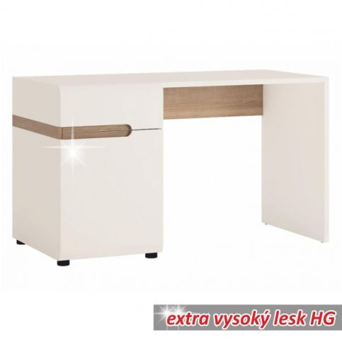 PC stůl, bílá extra vysoký lesk HG / dub sonoma tmavý truflový, LYNATET TYP 80 - maxi-postele.cz