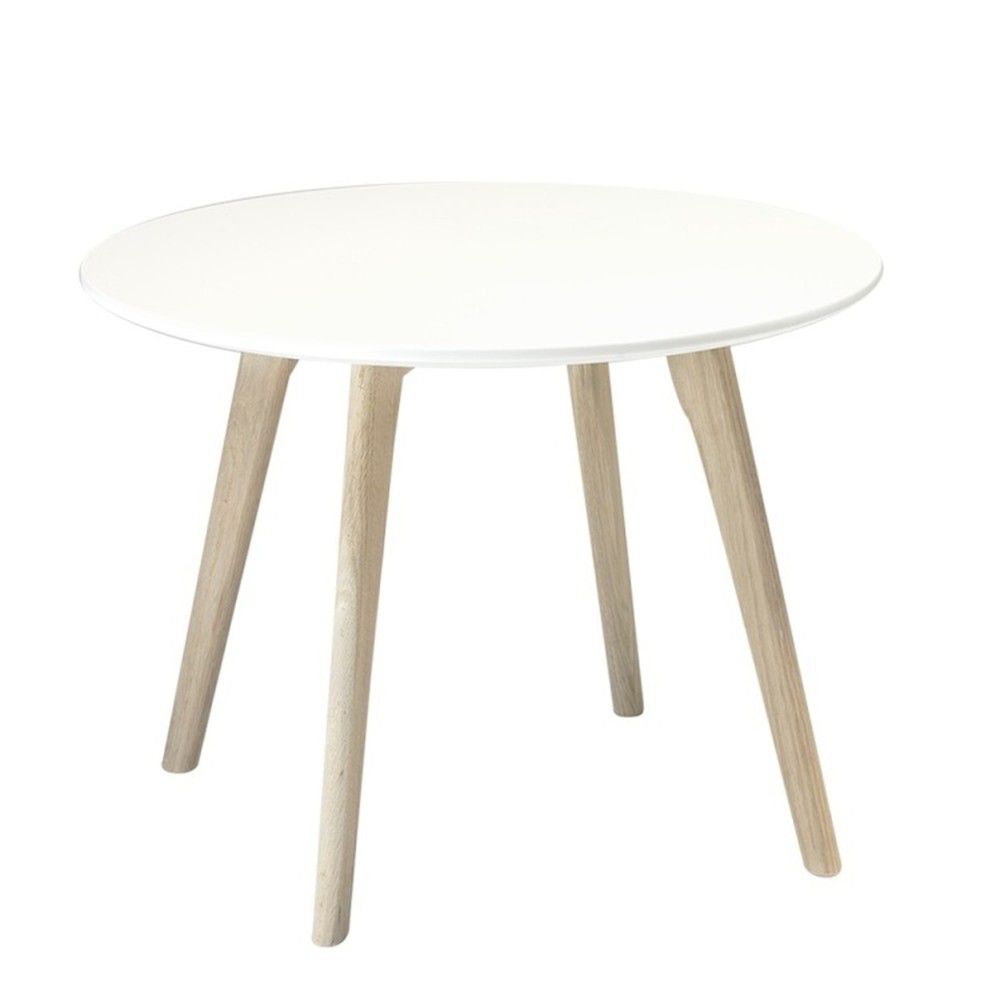 Bílý konferenční stolek s nohami z dubového dřeva Furnhouse Life, Ø 60 cm - Bonami.cz