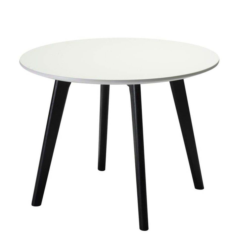 Černo-bílý konferenční stolek s nohami z dubového dřeva Furnhouse Life, Ø 60 cm - Bonami.cz