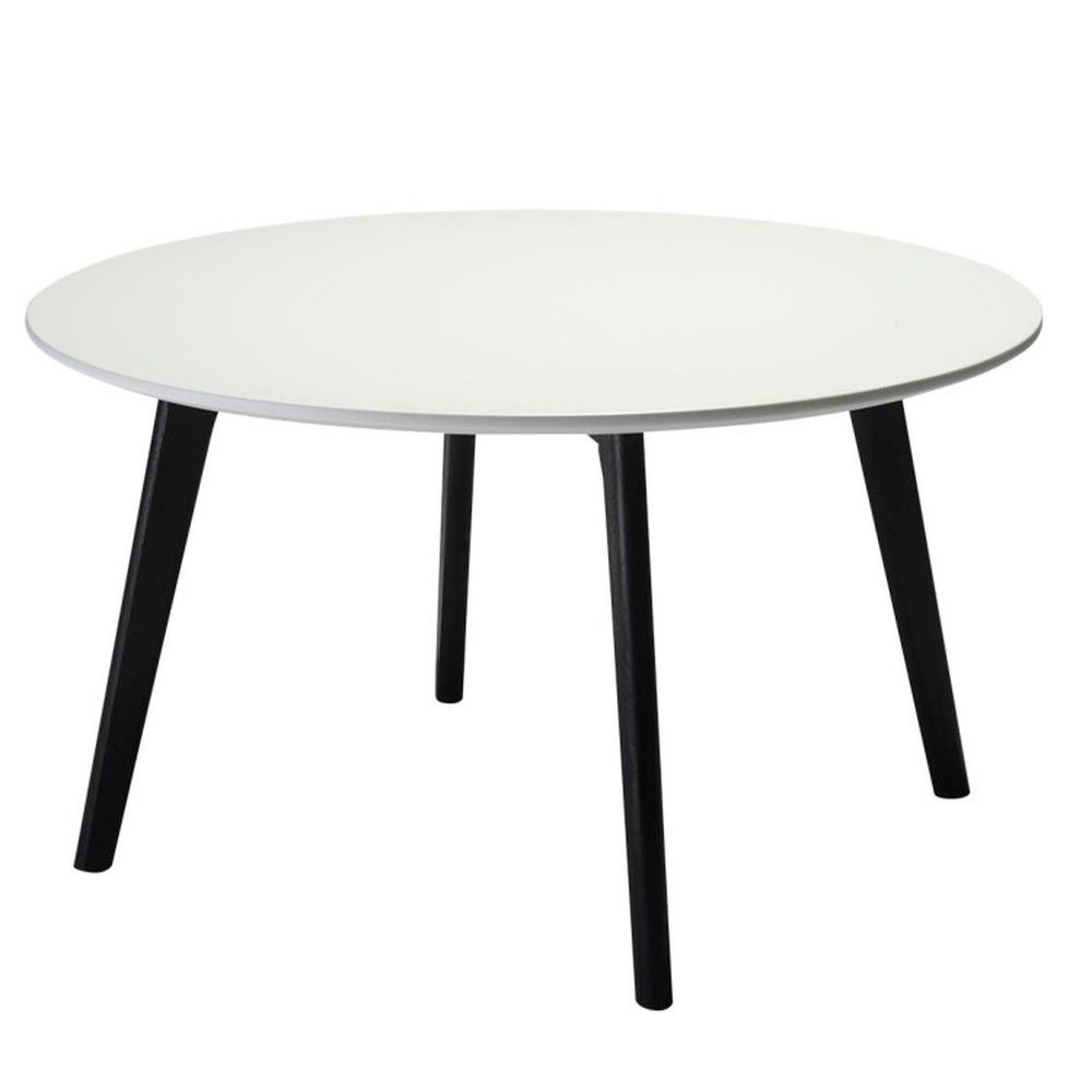Černo-bílý konferenční stolek s nohami z dubového dřeva Furnhouse Life, Ø 80 cm - Bonami.cz