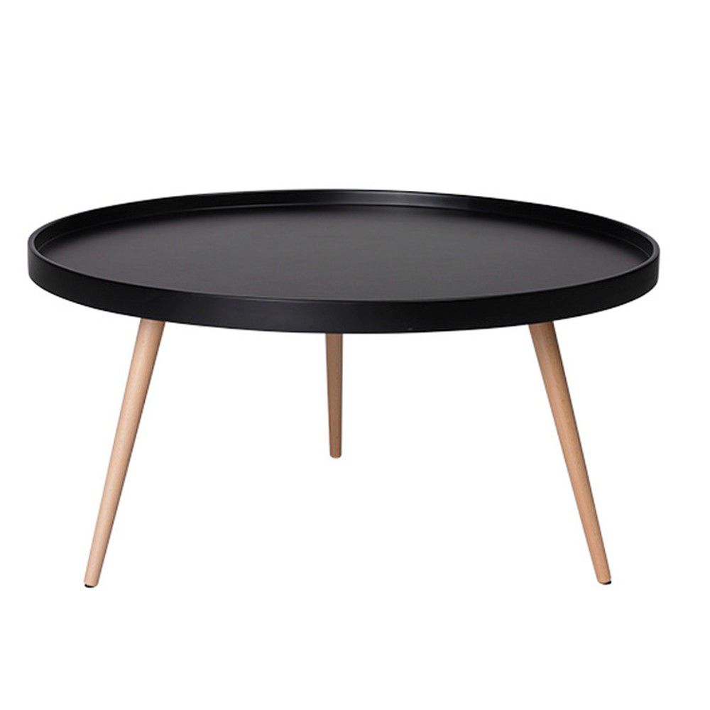 Černý konferenční stolek s nohami z bukového dřeva Furnhouse Opus, Ø 90 cm - Bonami.cz