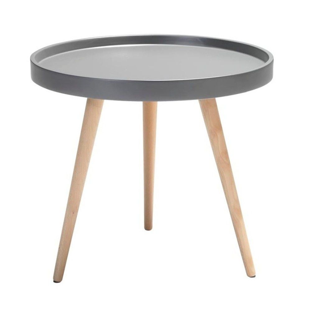 Šedý odkládací stolek s nohami z bukového dřeva Furnhouse Opus, Ø 50 cm - Bonami.cz