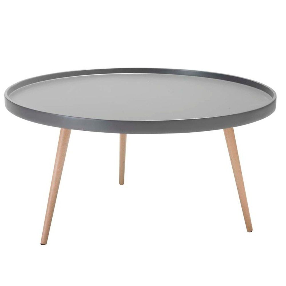 Šedý konferenční stolek s nohami z bukového dřeva Furnhouse Opus, Ø 90 cm - Bonami.cz
