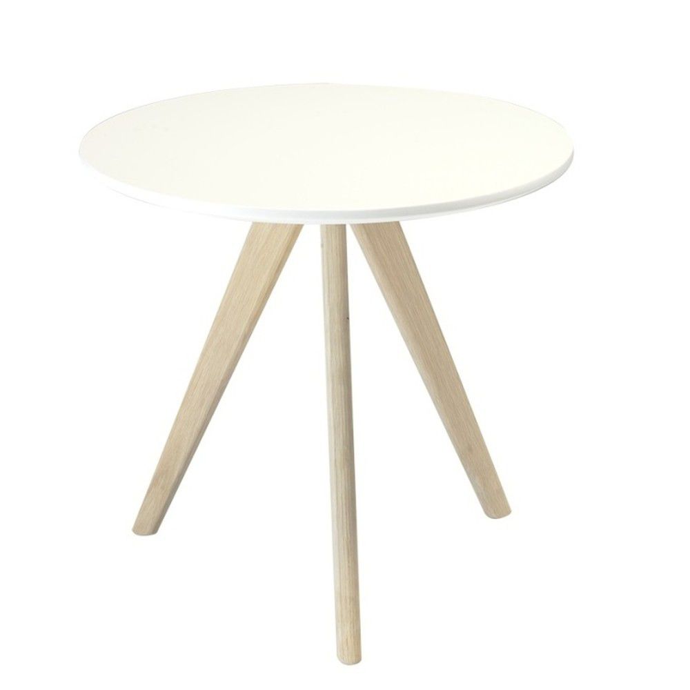 Bílý konferenční stolek s nohami z dubového dřeva Furnhouse Life, Ø 48 cm - Bonami.cz
