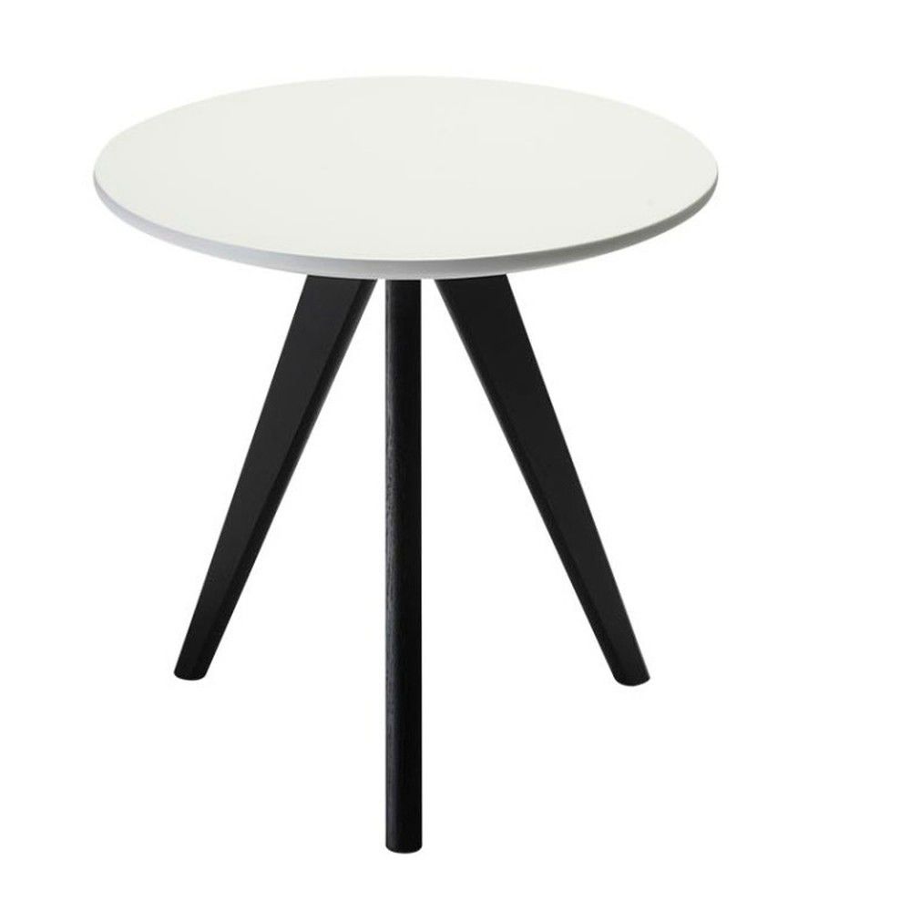 Černo-bílý konferenční stolek s nohami z dubového dřeva Furnhouse Life, Ø 40 cm - Bonami.cz