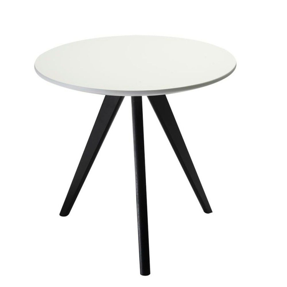 Černo-bílý konferenční stolek s nohami z dubového dřeva Furnhouse Life, Ø 48 cm - Bonami.cz