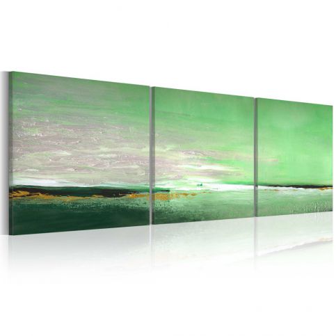 Ručně malovaný obraz - Sea-zelená pobřeží 150x50 cm - GLIX DECO s.r.o.