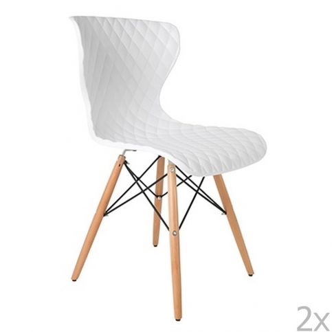 Sada 2 bílých židlí s bukovým podnožím White Label Crow - Bonami.cz